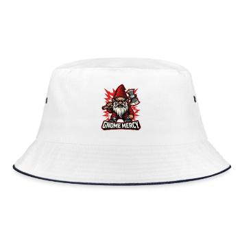 Böser Gnom, Dunkler Gnom, Goth-gnom, Lustiger Gnom - Bucket Hat - Weiß/Navy - Vorne