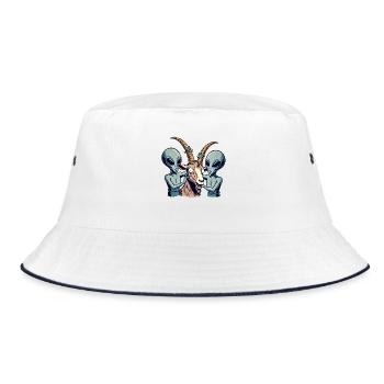 Aliens examine goat - Bucket Hat - white/navy - Front