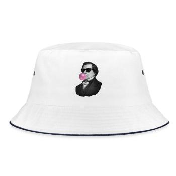Vintage Portrait with Bubblegum - Bucket Hat - white/navy - Front
