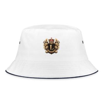 L Letter Name Crown - Bucket Hat - white/navy - Front