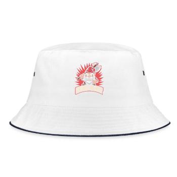 Böser Gnom, Dunkler Gnom, Goth-gnom, Lustiger Gnom - Bucket Hat - Weiß/Navy - Vorne