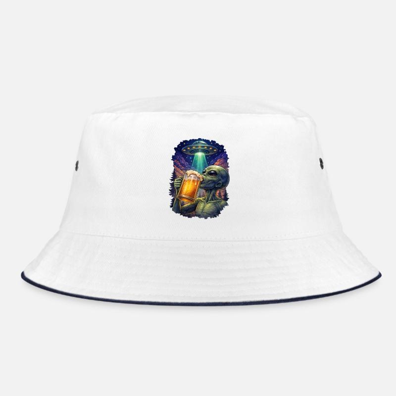 Alien Drinking Beer UFO Bucket Hat