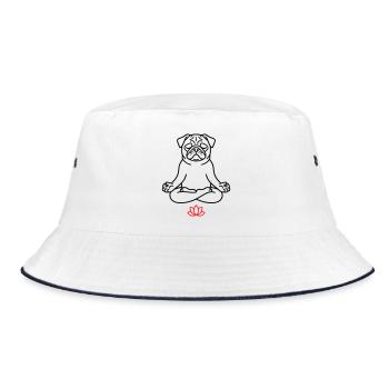 Pug Dog Zen Coloring Book - Bucket Hat - white/navy - Front