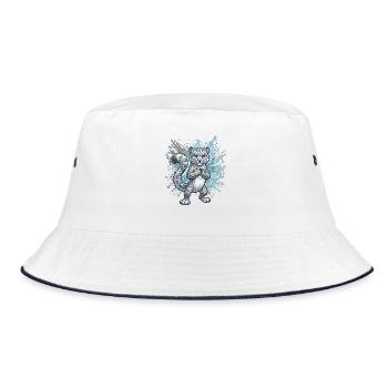 Snow Leopard Hatchling Splash - Bucket Hat - white/navy - Front