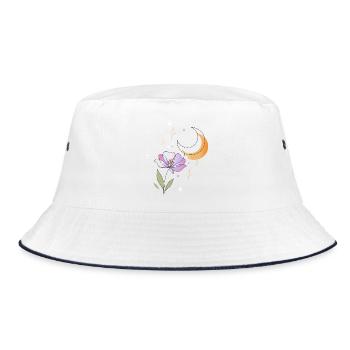 Fleur avec illustration en lignes de lune - Bob - blanc/marine - Devant