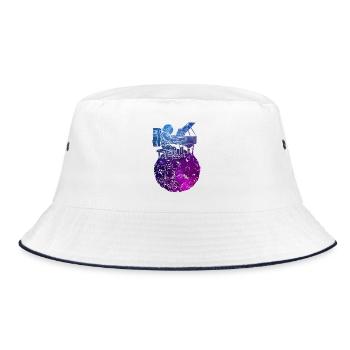 Galactic pianist on planet - Bucket Hat - white/navy - Front