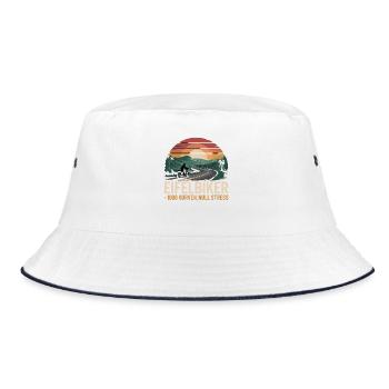  Eifelbiker 1000 Kurven Null Stress Motorrad Eifel - Bucket Hat - Weiß/Navy - Vorne