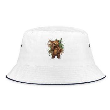 Waldbär im Schlamm - Bucket Hat - Weiß/Navy - Vorne