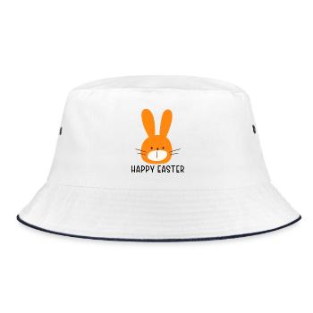 Kleiner Osterhase - minimalistisches Design - Bucket Hat - Weiß/Navy - Vorne