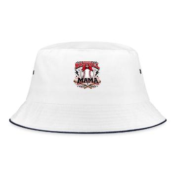 Baseball Mama Spieltag-Mama-Shirt - Bucket Hat - Weiß/Navy - Vorne