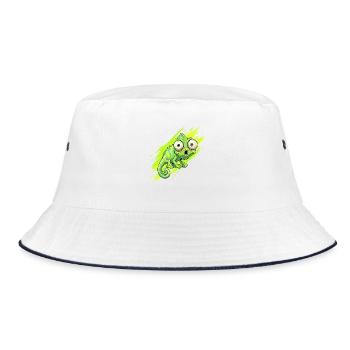 Neon Chamäleon Spritzer - Bucket Hat - Weiß/Navy - Vorne