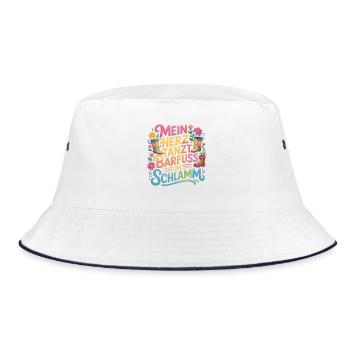 My Heart Dancing Barefoot In The Mud Rubber Boots - Bucket Hat - white/navy - Front