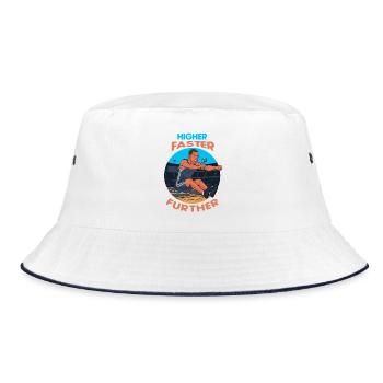 Long Jump: Higher, Faster, Further - Bucket Hat - white/navy - Front