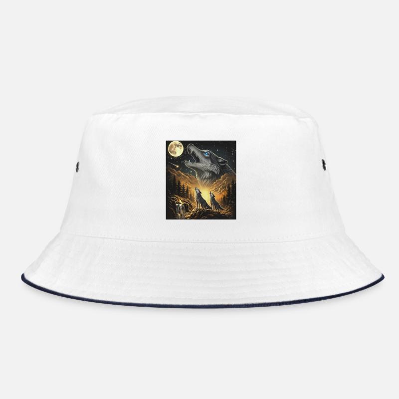 Moonlit Night Wolf Pack in Starlight Bucket Hat