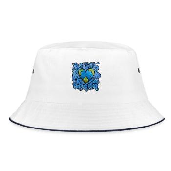 Cœur de la Terre en orbite florale bleue - Bob - blanc/marine - Devant