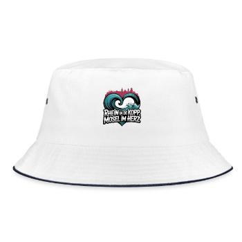  Rhein In De Kopp Mosel Im Herz Heimatliebe Für - Bucket Hat - Weiß/Navy - Vorne