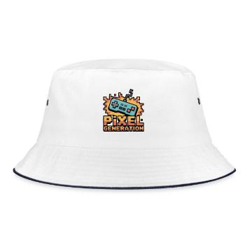 Pixel Generation Console - Bucket Hat - white/navy - Front
