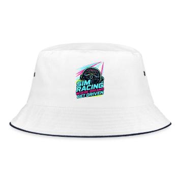 Sim Racing Where Dreams Are Driven - Bucket Hat - white/navy - Front