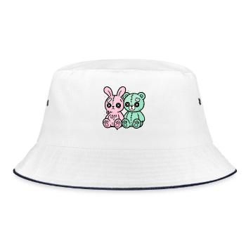 Gothic Bunny Weirdcore Dark Horror Animal Doll - Bucket Hat - white/navy - Front