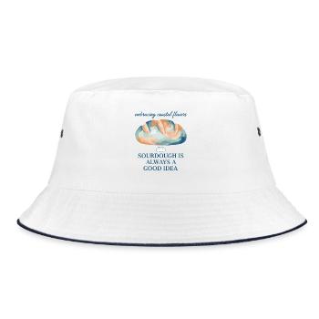 Sauerteig ist immer eine gute Idee in der Brotbackzeit. - Bucket Hat - Weiß/Navy - Vorne