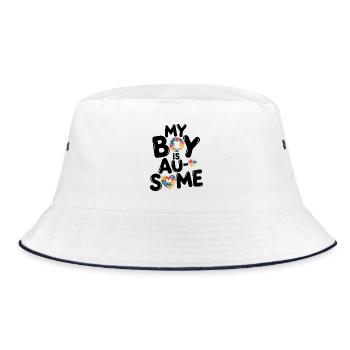 Regenbogen Puzzleherz Kreis Autism Awareness - Bucket Hat - Weiß/Navy - Vorne
