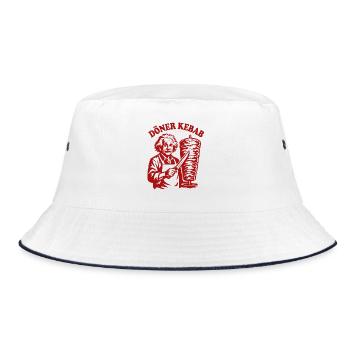 Döner Kebab - Einstein - Fast Food - Bucket Hat - Weiß/Navy - Vorne