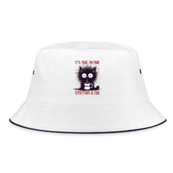 Its Fine Im Fine Coffee Cat Humor - Bucket Hat - white/navy - Front
