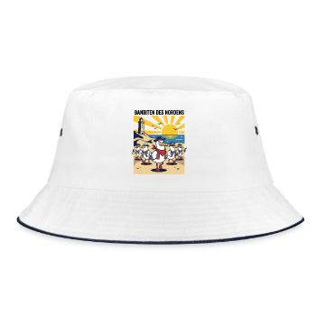 Banditen des Nordens Möwen Fischbrötchen Diebe - Bucket Hat - Weiß/Navy - Vorne