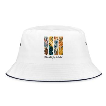 Blooming Botanical Panel Collage - Bucket Hat - white/navy - Front