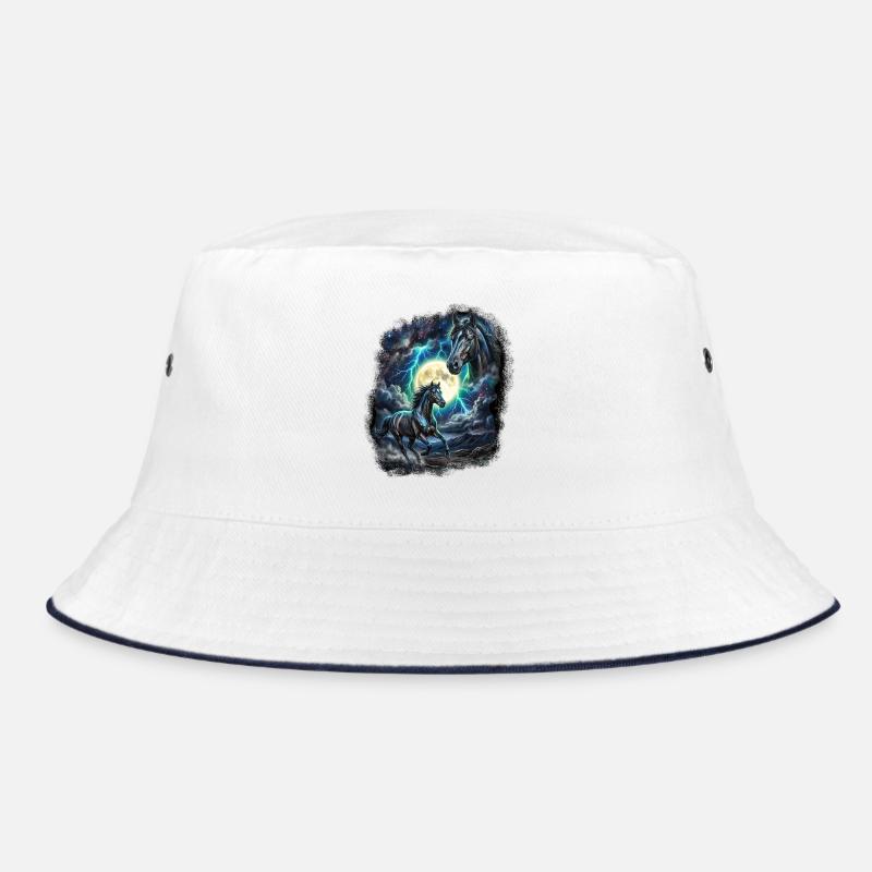 Zwei Wilde Pferde mit Mond Wildlife-Designs Bucket Hat