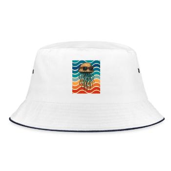 Jellyfish sunglasses in retro wave design - Bucket Hat - white/navy - Front