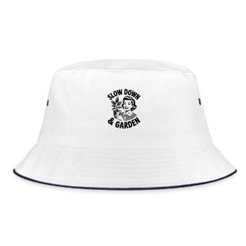 Slow Down And Garden Retro House Plant Lover - Bucket Hat - white/navy - Front