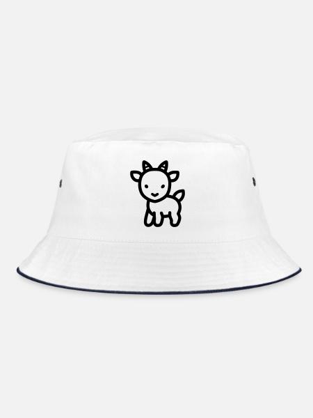 goat - Bucket Hat - white/navy - Front