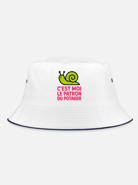C'est Moi le Patron du Potager : Design Escargot - Bob - blanc/marine - Devant