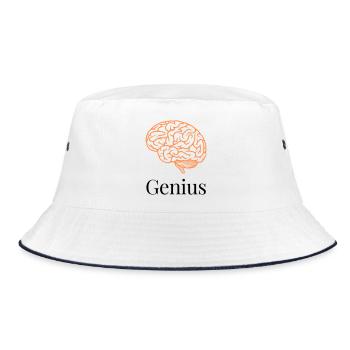 Brain in orange lines - Bucket Hat - white/navy - Front