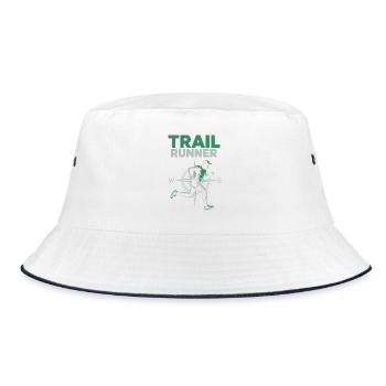 Trail Running - a runner in nature - Bucket Hat - white/navy - Front