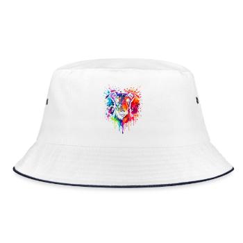 Greyhound | Windhund Pop Art - Bucket Hat - Weiß/Navy - Vorne