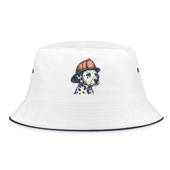 Vintage Dalmatiner-Feuerwehrhund - Bucket Hat - Weiß/Navy - Vorne