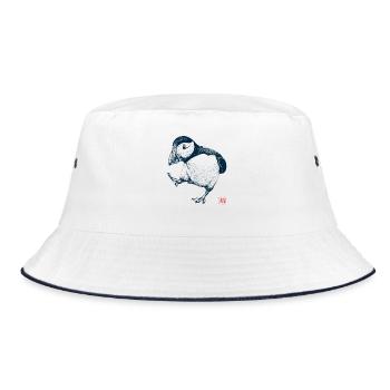 Puffin with Kanji Stamp - Bucket Hat - white/navy - Front