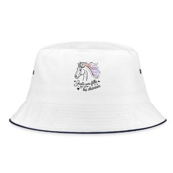  Juste Une Fille Qui Aime Les Chevaux - Bucket Hat - Weiß/Navy - Vorne
