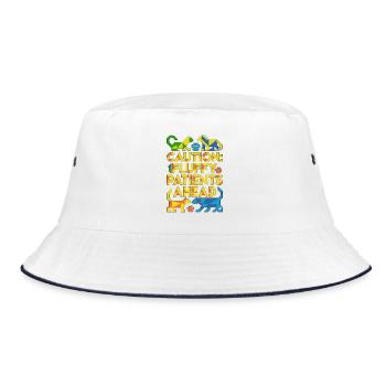 Vet Tech Caution Fluffy Patients Veterinary Clinic - Bucket Hat - white/navy - Front