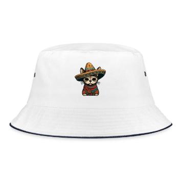 Sugar Skull Cat dans un sombrero de fiesta - Bob - blanc/marine - Devant