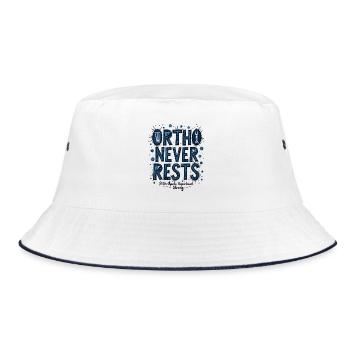Ortho Never Restless: Blue Bacteria Typography - Bucket Hat - white/navy - Front