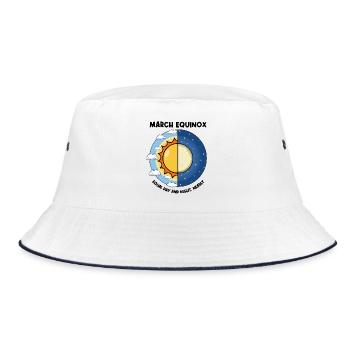 March Equinox Equal Day And Night Spring Equinox - Bucket Hat - white/navy - Front