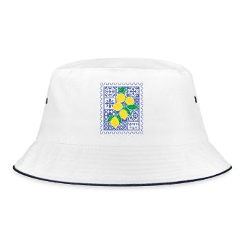 Italy Lemons Italia Amalfi Coast Summer - Bucket Hat - white/navy - Front