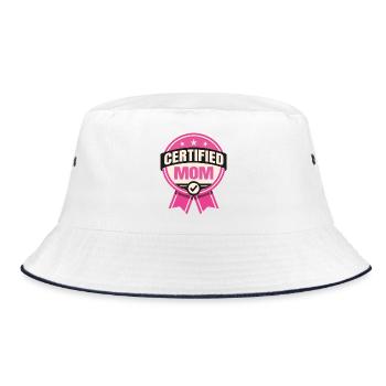 Zertifizierte Mutter – Humorvoller Vater-Design - Bucket Hat - Weiß/Navy - Vorne