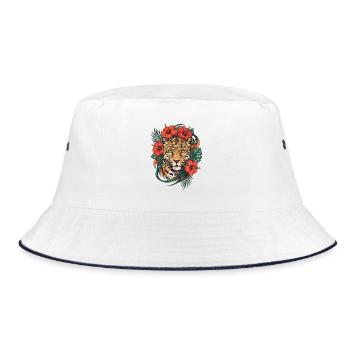 Tête de léopard dans un style tropical - Bob - blanc/marine - Devant