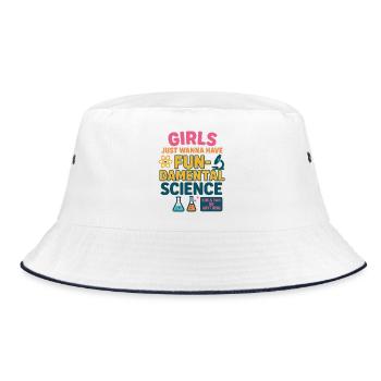 Girls Can Do Anything – Women in STEM Shirt - Bucket Hat - white/navy - Front