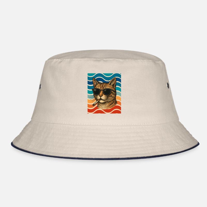 Cat summer with sunglasses Bucket Hat