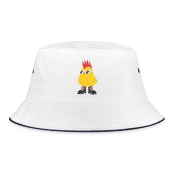 Punkküken mit Sonnenbrille - Bucket Hat - Weiß/Navy - Vorne